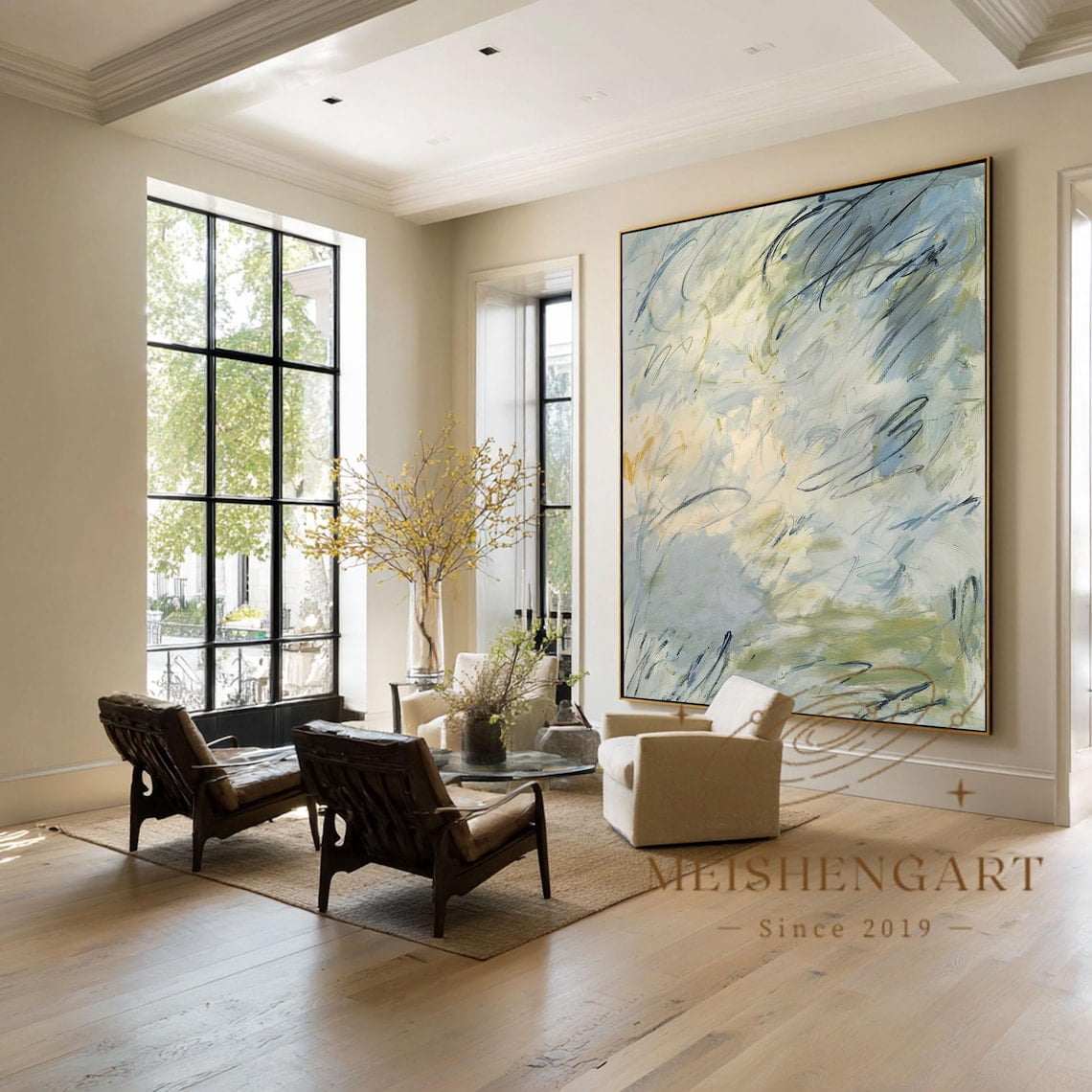 Green Blue Abstract Wall Art Print - Walmart.com
