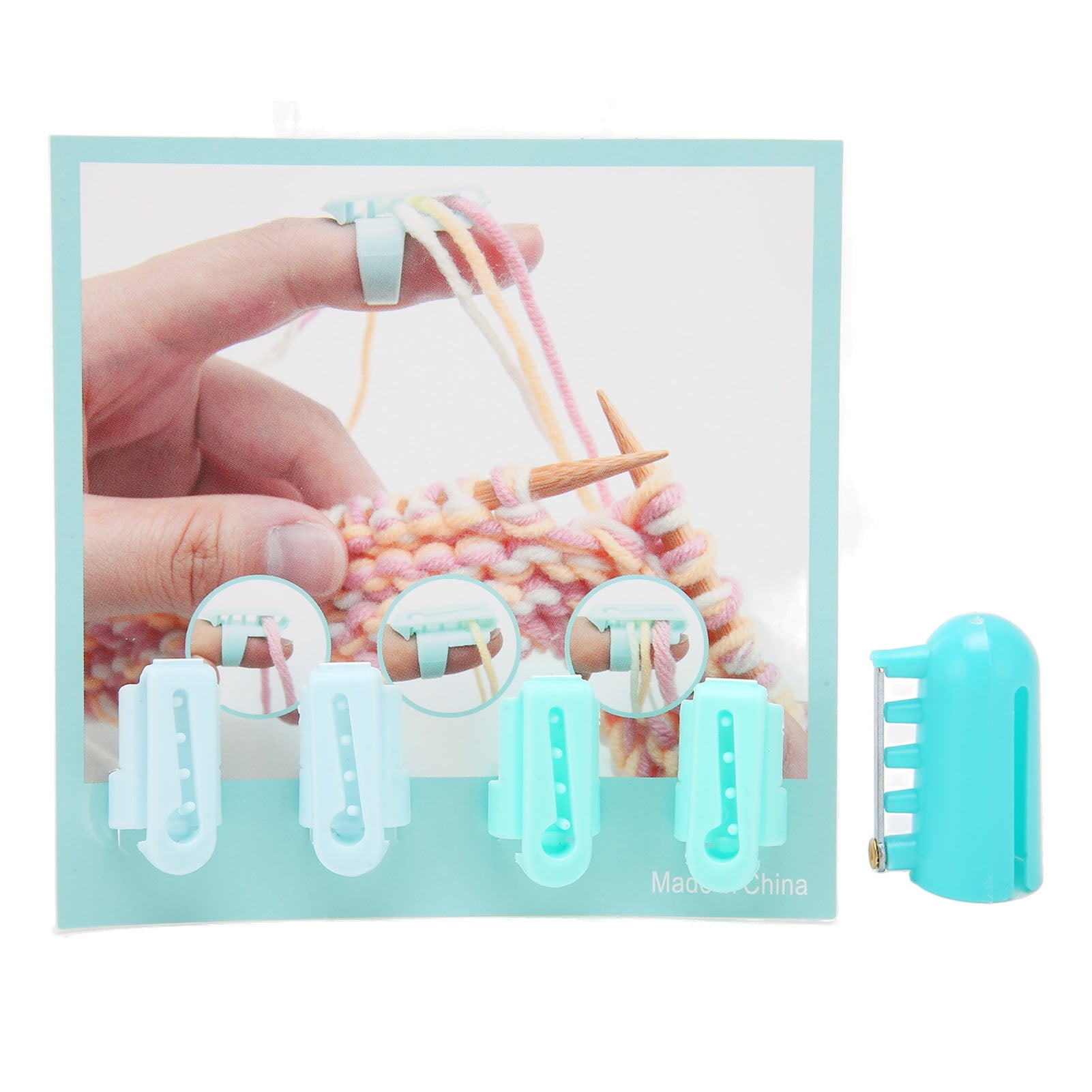 Green and Blue Adjustable Yarn Guide Finger Holder, 5Piece Plastic