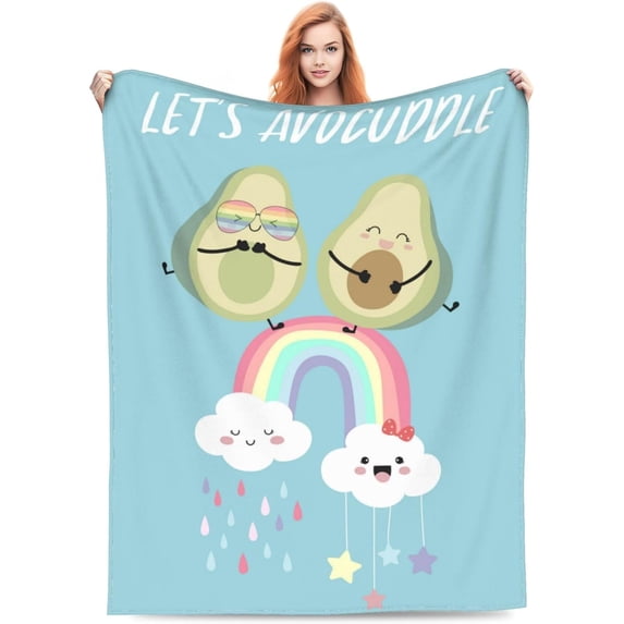 Green Blue Avocado Blanket Gifts for Kids Girls Rainbow Star Cloud Print Bedroom Birthday Decorations Christmas Sugar Decor Soft Plush 50"x40" Travel Picnic All Season Colorful Friend Forever