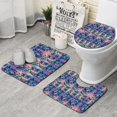 thumbnail image 1 of Green Blue Butterfly Pink Purple Pattern Bathroom Rugs Sets 3 Piece,Toilet Cover Set,Absorbent Non Slip Bathroom Mats Sets with U-Shaped Contour Rug Toilet Rug Set, 1 of 5