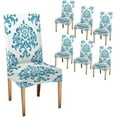 thumbnail image 1 of Green and Blue Chair Covers Royal Damask Classic Texture Luxury Ornament Slipcovers for Chairs Set of 6 Stretch Removable Washable Slipcovers for Dining Room Hotel Kitchen, 1 of 4