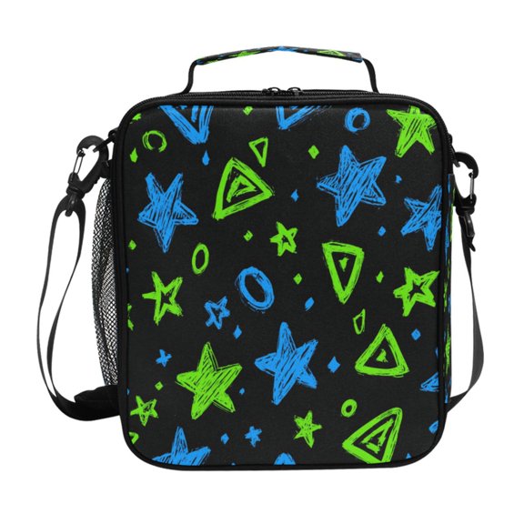 Green Blue Color Graffiti Insulated Lunch Bag Reusable Lunch Box Lunch Container with Straps
