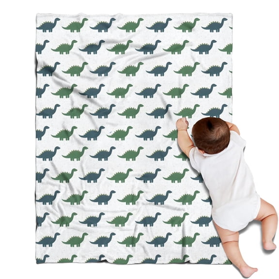 Green Blue Dinosaurs Pattern Blanket,Comfortable Soft Flannel Throw Blanket,All Season,Warm Lightweight Blankets for Sofa Bed Couch Living Room Chair,30"x40"