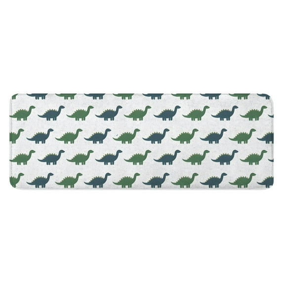 Green Blue Dinosaurs Pattern Kitchen Rug Mat,Kitchen Runner Rugs Non Skid Washable,Decorative Kitchen Floor Mats for Kitchen,Sink,Laundry,17"x47.2"