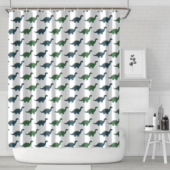 Green Blue Dinosaurs Pattern Shower Curtain 72"x84" ,Bathroom Decorative Shower Curtains Set with 12 Hooks,Modern Waterproof Washable Shower Curtain