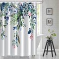 thumbnail image 1 of Green and Blue Eucalyptus Shower Curtain, Watercolor Spring Plant Leaves with Floral Shower Curtain Waterproof Fabric Shower Curtain Set with Hooks, 72x72 Inch, 1 of 6