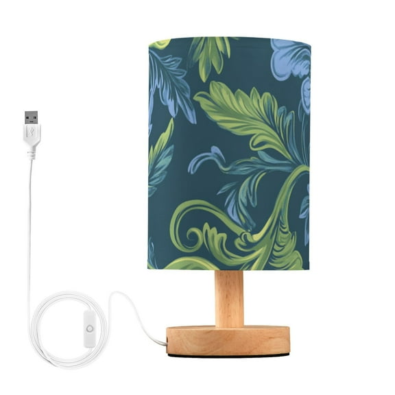 Green Blue Florals Hawaii Table Lamp with USB Port LED Warm Light Lamp Night Light Home Decor