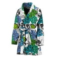 thumbnail image 1 of Green Blue Flowers Skull Pattern Women Bathrobe One Size Univeral Fits, Skull Lover Gifts Fashion Lightweight Plush Fleece Long Robe For Women, 1 of 3