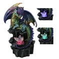 thumbnail image 1 of Green Blue Gold Galaxy Baby Dragon On Faux Geode LED Crystals Rock Figurine, 1 of 9