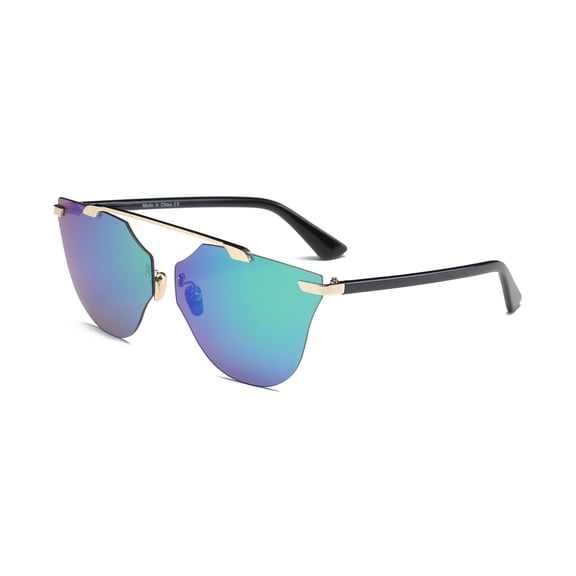 Green-Blue Gradient Thin Frame Polygon Sunglasses - Green-Blue Lens UV Protection Fresh Stylish Daily Eyewear