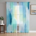 thumbnail image 1 of Green Blue Ombre Sheer Curtains 96 Inch Length 2 Panels Set, Modern Abstract Art Oil Painting Voile Window Treatment Semi Sheer Long Curtains Drapes for Bedroom/Living Room/Kitchen 52"x96"x2, 1 of 7