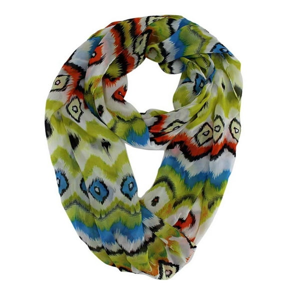 Green Blue & Orange Abstract Print Infinity Scarf