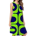 thumbnail image 1 of Green Blue Oval Abstract Pattern Dress Loose Women'S Dress Beach Dresses With Pockets Dresses For Womens, 1 of 4
