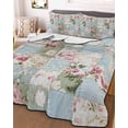 thumbnail image 1 of Green Blue Pink Botanical Full Size Down Alternative Comforter, Lightweight Comforter Quilt Bedding Set with Pillow Shams Spring Floral Vintage All Seasons Bed Comforter Duvet Insert 78"x90", 1 of 7