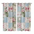 thumbnail image 1 of Green Blue Pink Botanical Kitchen Curtains 63 Inch Length, Spring Floral Vintage Grommet Top Bedroom Living Room Curtains, Light Filtering Cafe Curtain Drapes 2 Panels Set 84''x63'', 1 of 9