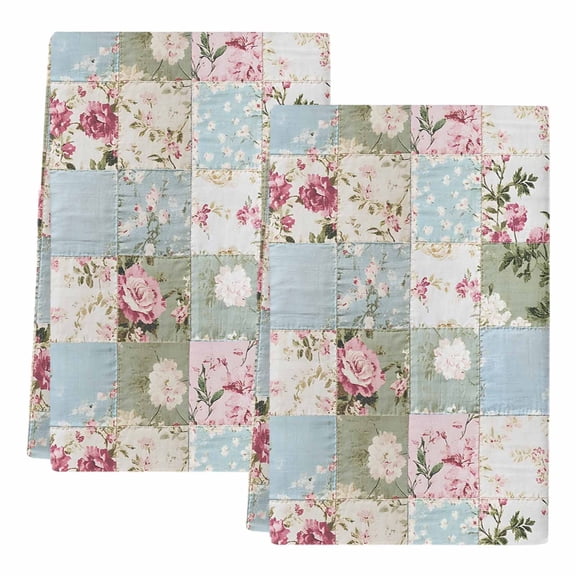Green Blue Pink Botanical Kitchen Towels Set of 2, Spring Floral Vintage Soft Microfiber Dish Towels, Absorbent Quick-Dry Washable Dishcloths for Kitchen Cleaning, Drying Dishes, 18x28 Inches