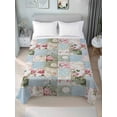 thumbnail image 1 of Green Blue Pink Botanical Twim Size Flat Sheet, Wrinkleproof & Fadeproof Cooling Flat Bed Sheet Only, Spring Floral Vintage Breathable Soft Bedding Top Sheets 66 x 96 Inches, 1 of 8