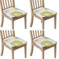 thumbnail image 1 of Green and Blue Pioneer Flower Pattern Seat Covers for Dining Room Chairs Set Of 4,Stretch Printed Washable Chair Seat Cover with Elastic Ties and Button,Removable Waterproof Couch Cushion Covers, 1 of 6