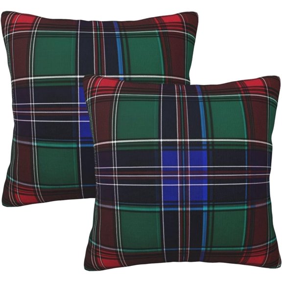 Green Blue Plaid Pillow Covers Set of 2 18x18 Inch Throw Pillow Covers Decorative Pillow Cases Square Cushion Cover Pillow Protector for Home Couch Sofa Car