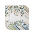 thumbnail image 1 of Green Blue Pumpkin Fall Cloth Napkins Set of 4 Reusable Dinner Napkins, Thanksgiving Eucalyptus Leaves Weeping Cocktail Napkin Washable Table Napkins for Wedding/Holiday Party/Baby Shower 20"x20", 1 of 7