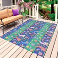 thumbnail image 1 of Green Blue Rabbit Outdoor Rug for Patio/Deck/Porch, Non-Slip Large Area Rug 6 x 9 Ft, Farmhouse Bunny Flowers Plants Indoor Outdoor Rugs Washable Area Rugs, Reversible Camping Rug Carpet Runner, 1 of 8