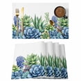 thumbnail image 1 of Green Blue Succulent Placemats Set of 12 Summer Botanical Tropical Place Mats Indoor Wipeable Table Mats Washable Cloth Dining Table Placemats for Kitchen Holiday Party Home Decor 13x19 Inch, 1 of 9