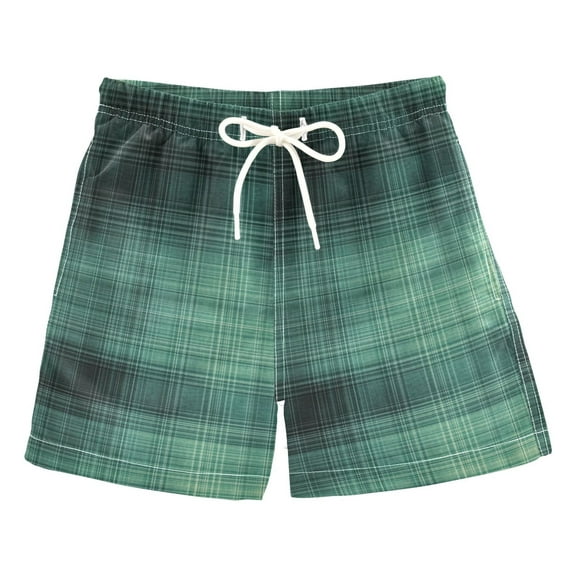 Green Blurry Texture Boys Swim Trunks Quick Dry Boy Swim Shorts for 3-14 Years