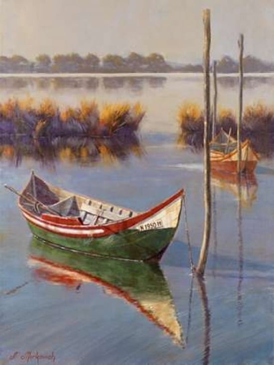 Green Boat Canvas Art - N Mirkovich (18 x 24)