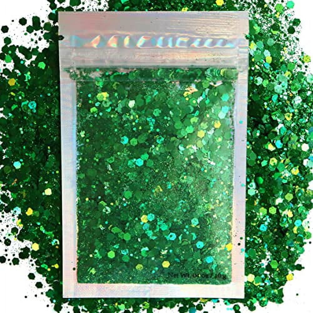 Green Body Glitter 15g Chunky Holographic Face Glitter, Hair Glitter