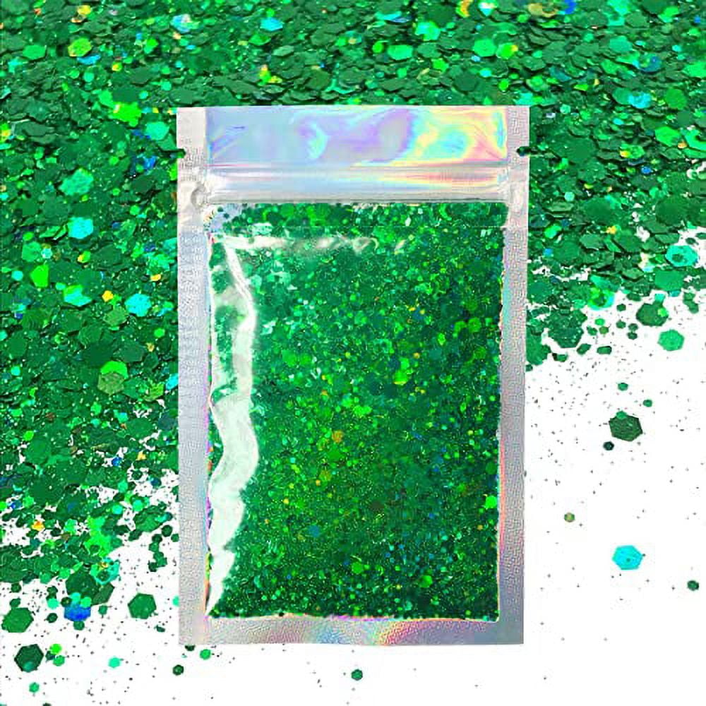 Green Body Glitter 15g Chunky Holographic Face Glitter, Hair Glitter