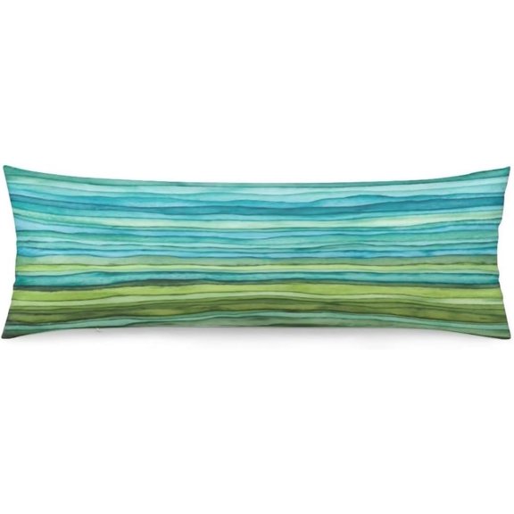 Green Body Pillow Cover Abstract Bright Waves Blue Green Striped Throw Pillow Covers Long Pillow Case Protector with Zipper Decorative Soft Rectangle Bed Pillowcases for Bedroom,Couch,20"x54"