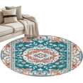 thumbnail image 1 of Green Bohemia Floral Washable Round Area Rug 3 ft, Retro Boho Ethnic Farmhouse Flower Pattern , Soft Non Slip Rugs Stain Repellent Indoor Felt Carpet for Living Dining Room Bedroom Home Office, 1 of 9