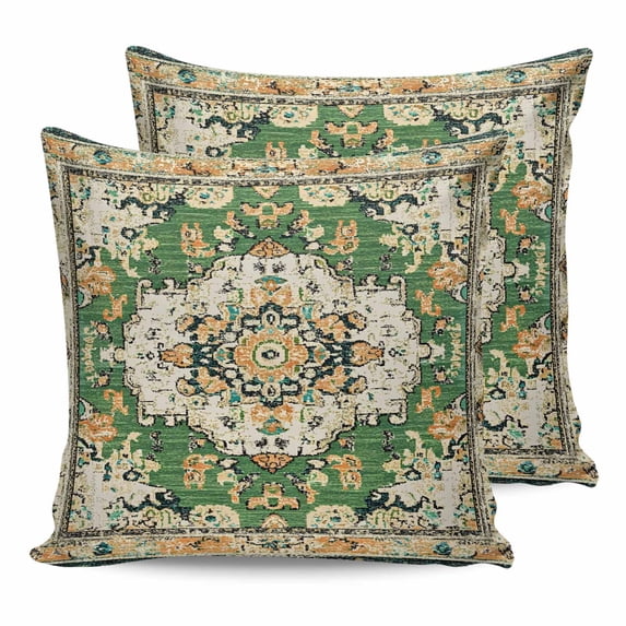 Green Boho 24x24 Pillow Covers Set of 2, Vintage Ethnic Tribe Southwestern Throw Pillow Covers Decorative Couch Cushion Case, Microfiber Square Pillowcases for Bedroom Car Living Room