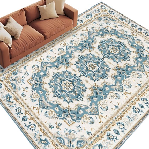Green Boho Area Rug 5x8 Washable Rug Non Slip Rustic Ethnic Native Abstract Geometric Large Area Rug Soft Stainresistant Indoor Floor Carpet for Living Room Bedroom Home Office Dining Room Nursery