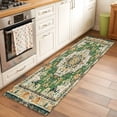 thumbnail image 1 of Green Boho Area Rugs 2x6 for Kitchen Runner Rug, Vintage Ethnic Tribe Southwestern Non Slip Washable Rug Runner, Low Pile Indoor Floor Carpet Mat Bathroom Rugs for Bedroom, Kids Room, 1 of 9