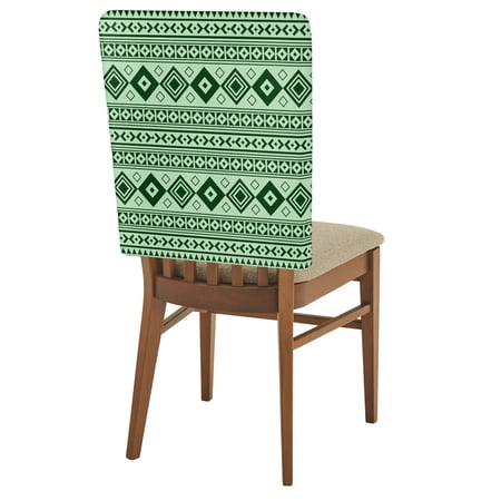 Green Boho Chair Back Covers Set of 6 Moroccan Geometric Striped Folk Modern Farm Zen Removable Dining Chair Slipcovers Washable Seat Protector for Restaurant Party Banquet Kichen Decor