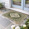 thumbnail image 1 of Green Boho Door Mat Indoor Outdoor, Chic Traditional Antique Geometric Rustic Non Slip Welcome Mat with Rubber Backing, Absorbent Fabric Front Door Mats Entryway Rug for Home Patio Entrance 18"x30", 1 of 9