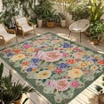 thumbnail image 1 of Green Boho Flower Outdoor Rug for Patio/Deck/Porch, Non-Slip Large Area Rug 6 x 9 Ft, Spring Watercolor Country Floral Plant Indoor Outdoor Rugs Washable Area Rugs, Camping Rug Carpet Runner, 1 of 8