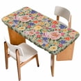 thumbnail image 1 of Green Boho Flower Table Cloths for 3 Foot Rectangle Tables, Spring Watercolor Country Floral Plant Patio Waterproof Elastic Fitted Tablecloths, Washable Rectangular Table Cover for Camping, 1 of 8