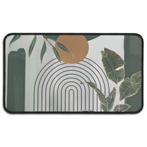 Green Boho Geometric and Plant Pattern (4) Door Rugs,Washable Non Slip Door Mats Indoor,Decorative Door Mats,Entry Mat Indoor for Entrance,Bedroom,Kitchen,Bathroom,30"x17"