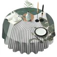 thumbnail image 1 of Green Boho Geometric and Plant Pattern (4) Round Tablecloth 60"x60",Wrinkle Wipeable Table Cloth for Kitchen Dining Room Picnic Patio Party, 1 of 6