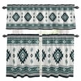 thumbnail image 1 of Green Boho Kitchen Curtains Sets for Windows 24 Inch Length, Ethnic Tribal Aztec Abstract Geometric Motifs Rod Pocket Window Treatments Tier Curtains and Valances Set for Bedroom/Bathroom, 1 of 8