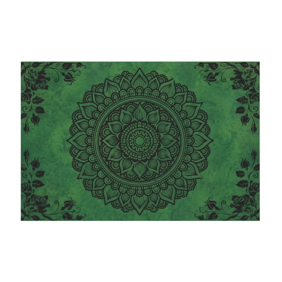 Green Boho Mandala Floral Canvas Wall Art for Bedroom Living Room 12*18in