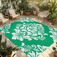 thumbnail image 1 of Green Boho Outdoor Rug for Patio/Deck/Porch, Non-Slip Large Area Rug 6 x 9 Ft, Vintage Classic Bohemia Flower Textured Indoor Outdoor Rugs Washable Area Rugs, Reversible Camping Rug Carpet Runner, 1 of 8