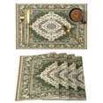thumbnail image 1 of Green Boho Placemats Set of 4 Chic Traditional Antique Geometric Rustic Place Mats Indoor Wipeable Table Mats Washable Cloth Dining Table Placemats for Kitchen Holiday Party Home Decor 13x19 Inch, 1 of 9