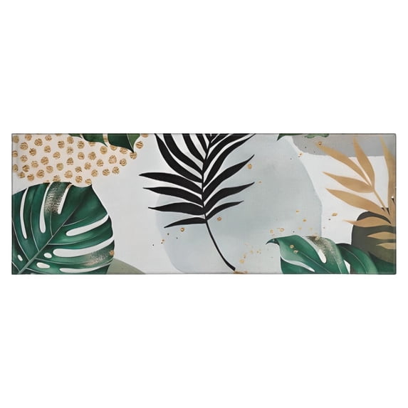 Green Boho Plant Pattern Kitchen Rug Mat,Kitchen Runner Rugs Non Skid Washable,Decorative Kitchen Floor Mats for Kitchen,Sink,Laundry,17"X47"