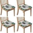 thumbnail image 1 of Green Boho Plant Pattern Seat Covers for Dining Room Chairs Set Of 4,Stretch Printed Washable Chair Seat Cover with Elastic Ties and Button,Removable Waterproof Couch Cushion Covers, 1 of 6