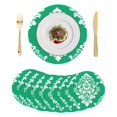 thumbnail image 1 of Green Boho Round 15 Inch Placemats Set of 8, Vintage Classic Bohemia Flower Textured HeatResistant Non Slip Place Mats for Dining Table, Wipeable Braided Kitchen Table Mats for Housewarming, 1 of 9
