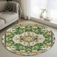 thumbnail image 1 of Green Boho Round Rugs 3.3ft, Vintage Ethnic Tribe Southwestern Non Slip Washable Rug Runner, Low Pile Indoor Floor Carpet Mat Bathroom Rugs for Living Room, Bedroom, Kids Room, 1 of 9