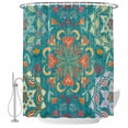 thumbnail image 1 of Green Boho Shower Curtain, Waterproof Shower Curtains for Bathroom, Shabby Vintage Ethnic Abstract Floral Art Washable Fabric Bathtub Curtain Set Bath Decor with 12 Hooks Long 72"x84", 1 of 8